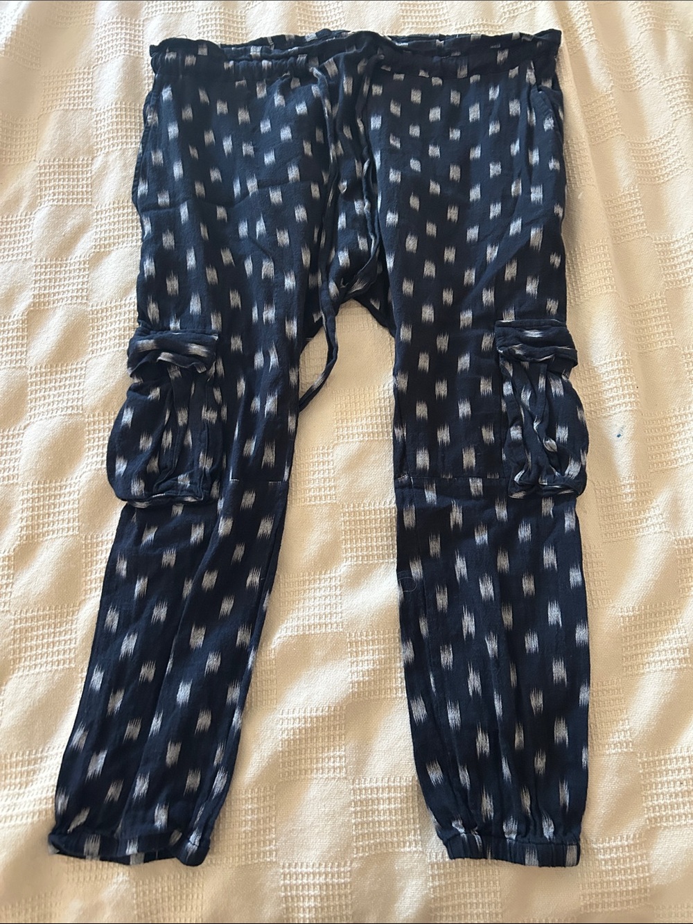 Ulla Johnson drop crotch Navy and White Printed Cargo Joggers 2